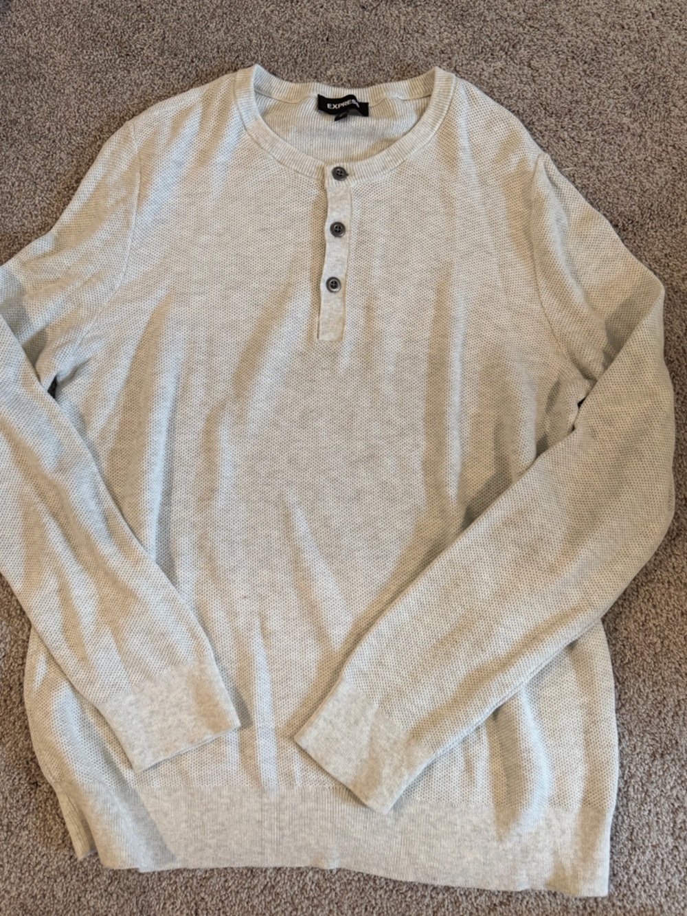 Express Light Beige Knit Henley Top